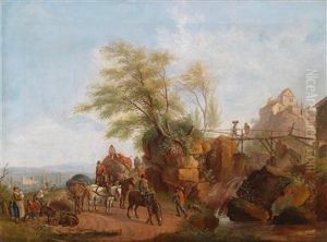 Landschaft Mit Einer Burg Und Bauerlicher Staffage by Pieter Wouwermans or Wouwerman