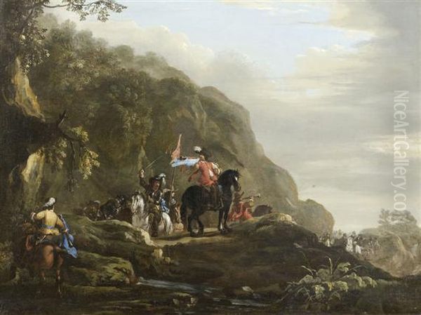 Soldiers Riding In A Landscape - view 1