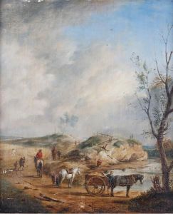 Landscape With Figures, Horses And Carts