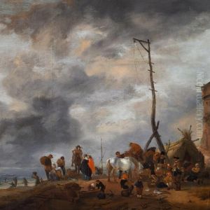 The Catch Of The Day Is Being Brought Ashore by Pieter Wouwermans or Wouwerman