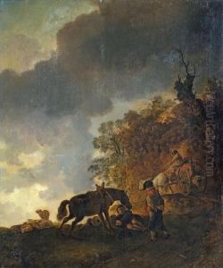 Landschaft Mit Pferd Und Rastenden Reisenden by Pieter Wouwermans or Wouwerman