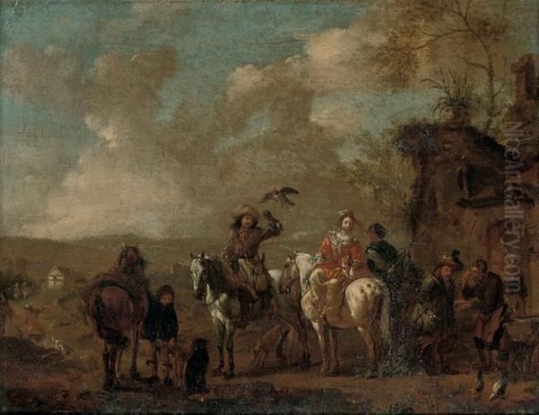 A Hawking Party In A Landscape - view 1