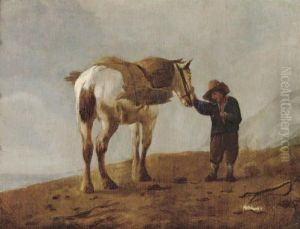 A Peasant Attending To A White Horse by Pieter Wouwermans or Wouwerman