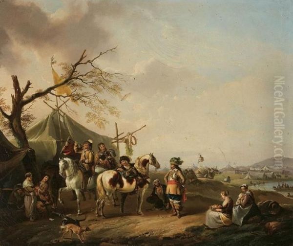 Riders And Travellers By An Encampment - view 1
