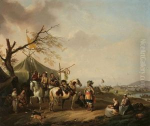 Riders And Travellers By An Encampment by Pieter Wouwermans or Wouwerman