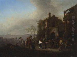Reiter Vor Der Dorfschmiede. by Pieter Wouwermans or Wouwerman