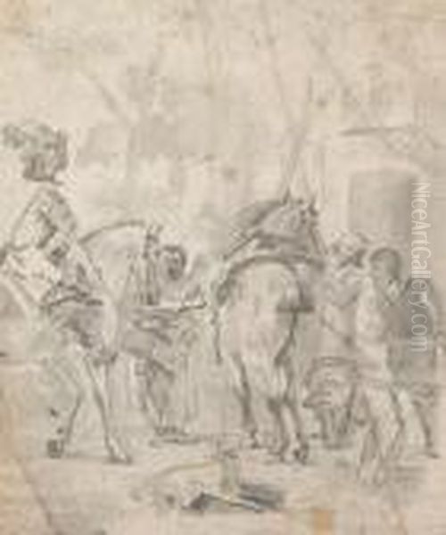 Two Gentlemen Resting In Front Of A Pub - view 1
