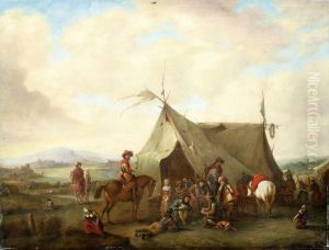 Vor Dem Marketenderzelt by Pieter Wouwermans or Wouwerman