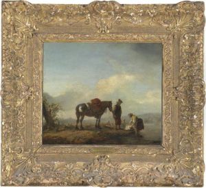 Washerwomen And A Traveler On A River Bank by Pieter Wouwermans or Wouwerman