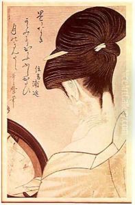 Woman Putting on Make-up by Kitagawa Utamaro