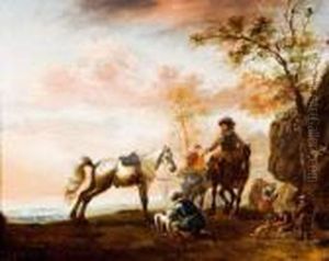 La Halte Des Cavaliers by Pieter Wouwermans or Wouwerman