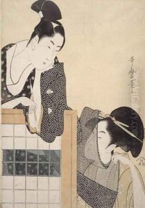 Couple with a Standing Screen, Edo Period, c.1797 by Kitagawa Utamaro