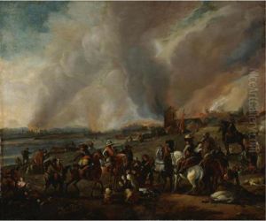The Sack Of A Village by Pieter Wouwermans or Wouwerman