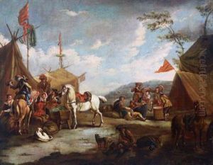 Cavaliere In Riposo Davanti A Una Tenda Di Vivandieri