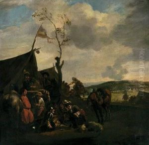 Rastende Soldaten Beim Wurfel