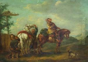 Travellers Shoeing A Horse by Pieter Wouwermans or Wouwerman