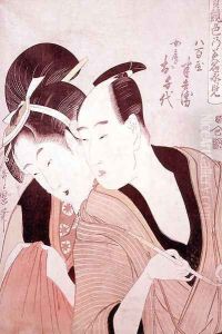 The Lovers Hambei and Ochie, from a series An Array of Passionate Lovers, 1797-98 by Kitagawa Utamaro