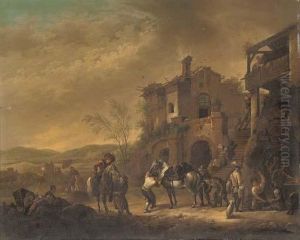 Cavalrymen At Rest By A Farrier; And Cavalrymen Setting Out From A Barn