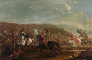 A Cavalry Battle Scene by Pieter Wouwermans or Wouwerman