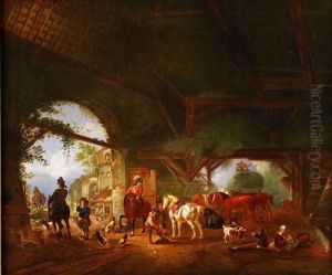 Interior by Pieter Wouwermans or Wouwerman