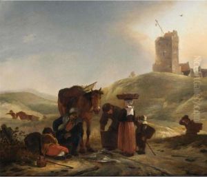 A Dune Landscape With
Fishmongers Selling Their Ware An Dtravellers On A Path, A Light House
Beyond A Dune Landscape With
Fishmongers Selling Their Ware An Dtravellers On A Path, A Light House
Beyond