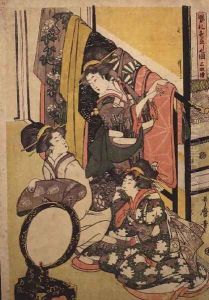 Three girls in a clothes shop