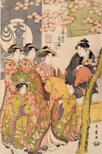 Courtesans Strolling Beneath Cherry Trees Before the Daiko, c.1789 2 by Kitagawa Utamaro