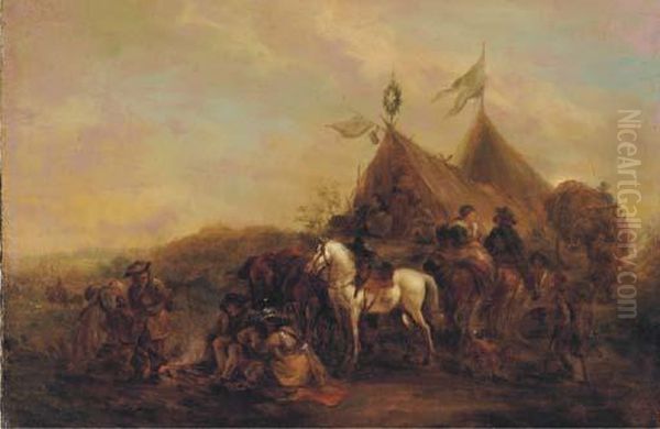 Soldiers Resting In A Military Encampment - view 1