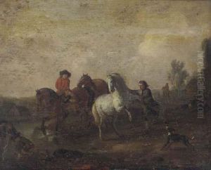 Horsemen In A Landscape by Pieter Wouwermans or Wouwerman