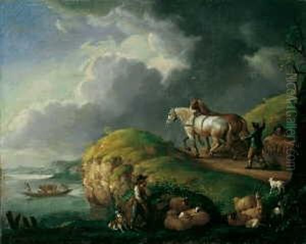 Nachfolge Flusslandschaft Mit
Pferdegespann. Ol Auf Leinwand . H 41; B 51 Cm. Provenienz: Aus
Rheinischem Adelsbesitz. Frau M. De Kinkelder Vom Rkd, Den Haag,
Beurteilt Das Gemalde Als Ein Moglicherwe - view 1