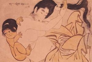 Yama-Uba, the Woman of the Mountain, with Kintoki, her Baby by Kitagawa Utamaro