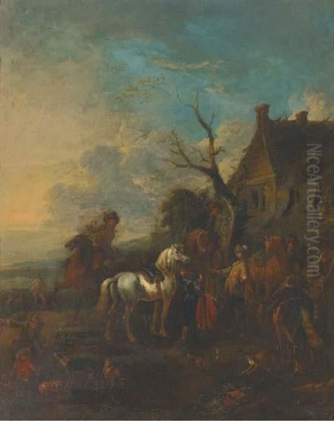A Hunting Party Halted Outside An Inn - view 1