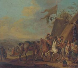 Cavalrymen Halting At An Encampment
