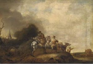 A Landscape With Travellers Halted On A Track A Landscape With Travellers Halted On A Track