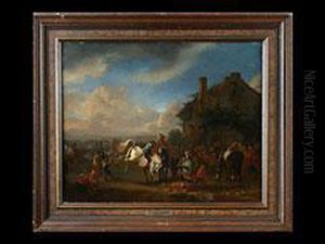 Wilder Schimmel Vor Der Kate by Pieter Wouwermans or Wouwerman