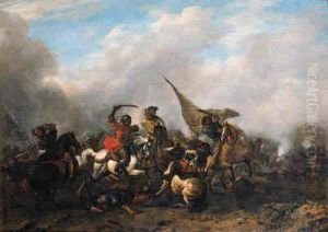 A Cavalry Skirmish by Pieter Wouwermans or Wouwerman