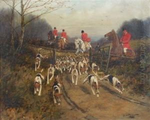 On The Scent, Huntsmen And Hounds On The Chase