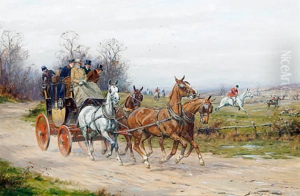 A Stagecoach Drawing Alongside A Hunt - view 1