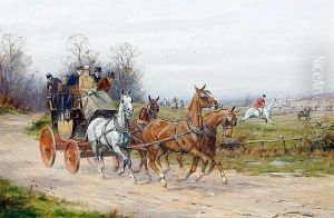 A Stagecoach Drawing Alongside A Hunt