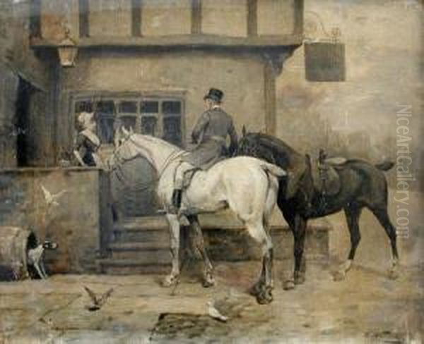 A Gentleman On A Grey Hunter Arriving At An Inn - view 1