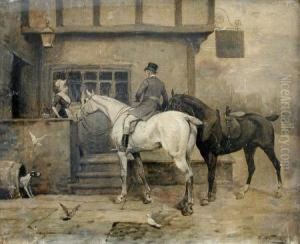 A Gentleman On A Grey Hunter Arriving At An Inn