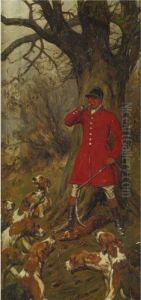 Hunstman Calling Hounds At The Kill