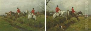 Clearing The Fences: A Pair Of Hunt Scenes by George Wright