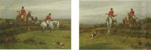 Clearing The Hedgerows: A Pair Of Hunt Scenes by George Wright