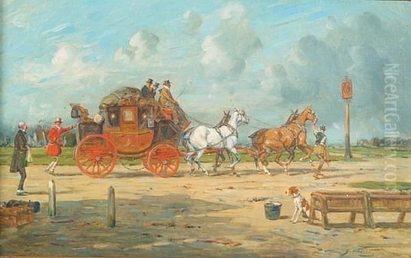 London And Exeter Coach Arriving At A Staging Inn - view 1