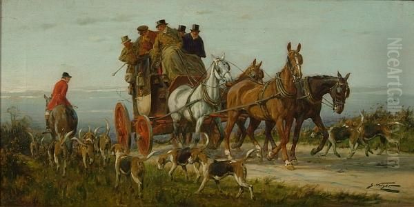 Passing A Hunt On The Road, Spring - view 1