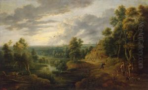 Landscape with Hunters by Lucas Van Uden