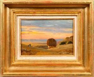 Agyptische Landschaft Mit Felsen Im Abendrot by Carl Wuttke