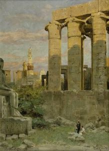 Tempel Von Luxor Mit Moschee Abu Al Haggag by Carl Wuttke