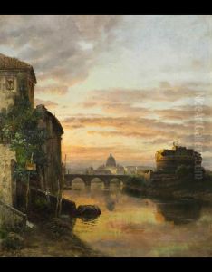 Veduta Di Roma Con Castel Sant?angelo E Il Vaticano Sullo Sfondo